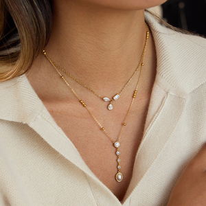 Collana in Acciaio Inossidabile alla Moda in 2 Stili, Placcata in Oro 18K PVD, Delicata Collana con Ciondoli e Strass, Gioielli Raffinati - Product Image 1