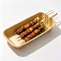 Nouveau plateau en papier kraft laminé PE jetable, long et rectangulaire, pour sushis, snacks et emballages à emporter