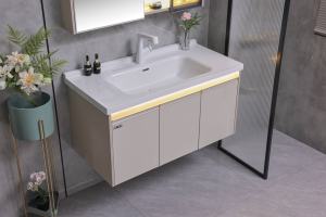 Bathroom furniture, wall-mounted bathroom vanity, with sink and <b>mirrored</b> cabinet, modern bathroom vanity - Product Image 5