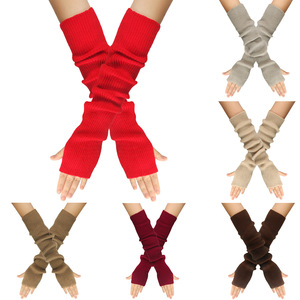 HZS-25004 femmes tricot chauffe-poignets gants chauds mitaines avec trou pour le pouce hiver manchettes chaussettes longs tricotés gants sans doigts - Product Image 2