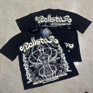 Camiseta de Manga Corta Unisex, Estilo Americano, con Estampado de Letras, de Algodón, <span class=keywords><strong>Vintage</strong></span>, Lavada, Desgastada, de Corte Holgado - Product Image 2