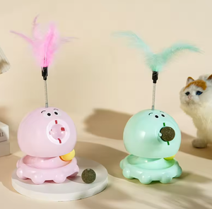 Jouet pour chat moderne et écologique, amusant, avec plumes, interactif, en forme de pieuvre, baguette de chat, jouet de puzzle - Product Image 2