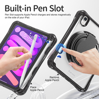 Casing penutup Tablet tahan guncangan, untuk iPad Mini 7 A17 Pro 2024, tahan guncangan, kasar, tali bahu, standar, Tablet