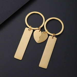 Llavero de pareja personalizado con impresión láser en color, material en blanco, llavero de <span class=keywords><strong>metal</strong></span> grabado de medio corazón <span class=keywords><strong>rectangular</strong></span> - Product Image 5