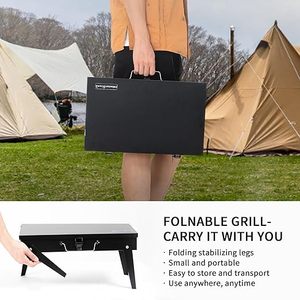 Griglia BBQ Portatile Pieghevole Premium a Carbone con Set di Utensili Antiaderenti - <span class=keywords><strong>Barbecue</strong></span> da Tavolo per Campeggio e Picnic all'Aperto - Product Image 5