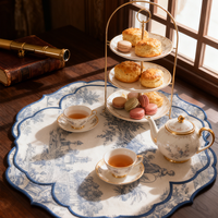 Set de table décoratif rétro en lin de 40 cm, forme fleur, écologique, lavable, matériau inaltérable, imprimé, taille personnalisée, vente en gros