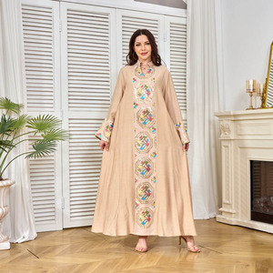 Vestido Abaya de Dubái adornado con lentejuelas para mujer de Oriente Medio Europeo Americano, falda larga suelta para exportación de verano - Product Image 2