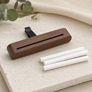 Walnut-Color Wood Car Air Vent Aroma <strong>Diffuser</strong> Clip with Cotton Wick <strong>Refills</strong> - Product Image 1