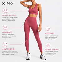 Ensemble de yoga pour femme avec logo personnalisé OEM, soutien-gorge de sport dos nageur à maintien moyen et leggings d'entraînement taille haute à effet ventre plat