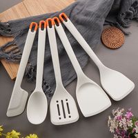 Set Peralatan Masak Silikon Anti Lengket 7 Buah dengan Sendok Berlubang dan Wadah Penyimpanan Dapur