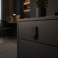 Serrure de meuble numérique intelligente en gros, à combinaison de mot de passe, partagée, double mode privé, en plastique noir mat, design moderne