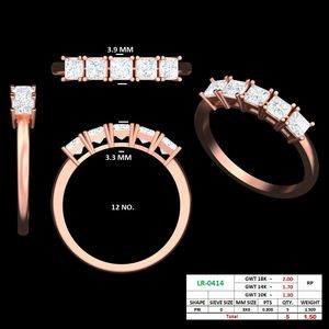 Anillo de Boda de Lujo en Oro Rosa de 10K con Corte Princesa y Diamantes Cultivados en Laboratorio para Mujer, Elegante Joyería Nupcial, Anillo de Aniversario - Product Image 2