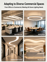 Système d'éclairage de plafond linéaire LED modulaire, connectable, anti-éblouissement, avec raccordement en croix et en angle, pour projets commerciaux, personnalisation OEM