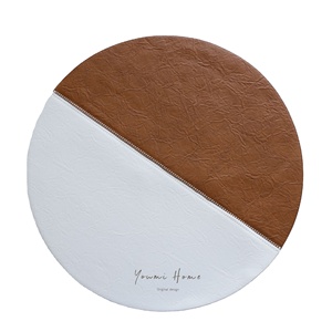 <span class=keywords><strong>Esterilla</strong></span> de mesa de cocina con estampado personalizado, manteles individuales redondos de cuero Pu, estera <span class=keywords><strong>aislante</strong></span> - Product Image 1