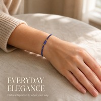 Bracelet ajustable classique en pierre naturelle géométrique, Lapis Lazuli facetté, entretoises plaquées or, bijou délicat empilable, cadeau
