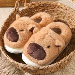 Chaussons Capybara en Peluche Kawaii, Doux, Mignons, Chauds pour l'Hiver, Épais, Peluche 3D, Chaussures Décontractées pour Femmes, Fourrure, Enveloppement de la Cheville, Couple, Coton pour la Maison - Product Image 4