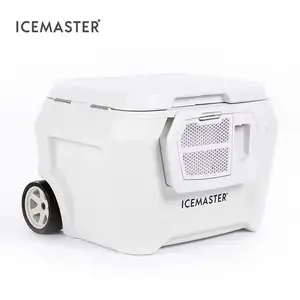 IceMaster personalizado 54L grande acampamento blue tooth cooler liquidificador multi função rolando viagem praia caixa de gelo refrigerador com rodas