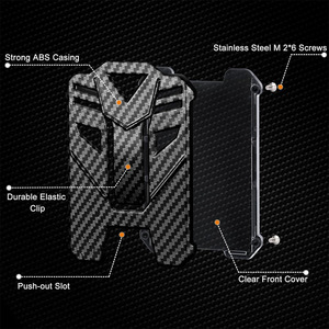 Porte-clés rétractable anti-perte en alliage de zinc avec boucle à tirage facile, support de carte vertical en fibre de carbone noire, vente en gros - Product Image 3