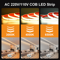 Tira de Luces LED COB COXO 220V 110V, Plug and Play, Sin Puntos Visibles, Impermeable IP65, Rollo de 100m 50m, Sin Controlador, 220V