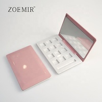 Palette d'ombres à paupières magnétiques personnalisée, 12 couleurs, étui à ombres à paupières blanc rose avec miroir, étiquette privée