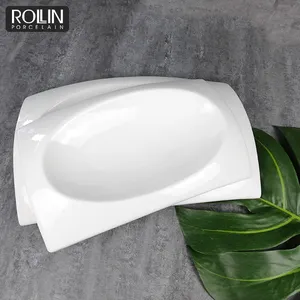 Best selling hotel dinnerware forma quadrada 7 "9" 10 "12" 14.25 "porcelana cerâmica branca placa plana quadrada para o hotel fornecedor