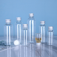 Vente en gros de bouteilles en plastique PET transparentes à petite ouverture avec couvercles à vis en aluminium pour emballage de liquide
