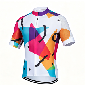 Maillot de cyclisme OEM à rayures horizontales, en mesh respirant, à manches courtes, avec fermeture éclair, personnalisable pour uniforme d'équipe - Product Image 1