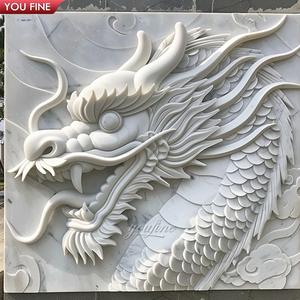 Patung Naga Relief Marmer Besar untuk Luar Ruangan - Product Image 2