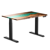 Table en bois en résine époxy Table électrique pour bureau à domicile Table debout électrique automatique Bureau d'ordinateur