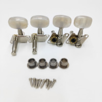 Chevilles d'accordage pour ukulélé 4 cordes, à tête ronde grande, en mica à trou diagonal, avec colonne en acier et boutons de cordes, 2R2L
