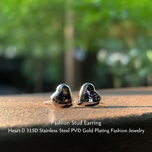 Pendientes de Corazón en Acero Inoxidable 316L con Baño de Oro PVD, Joyería de Moda - Product Image 3