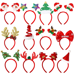 Cartoon Christmas Decorations Creative Set Double Head <b>Spring</b> <b>Clip</b> Santa Claus Antlers Headband Eco-friendly Factory - Product Image 3