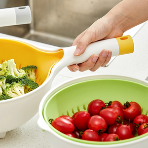 Panier de lavage rotatif double couche avec poignée pour fruits et légumes, organisateur de cuisine, outil de lavage de légumes - Product Image 4