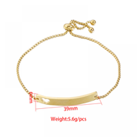 Bracelet Personnalisé Ajustable avec Nom Gravé au Laser, en Acier Inoxydable Plaqué Or, Pendentif Cœur ou Barre Vierge