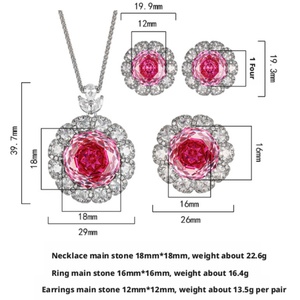 Parure de bijoux vintage en cuivre écologique avec pendentif et boucles d'oreilles en zircon cubique rose 18-16MM pour une élégance féminine quotidienne et des soirées vibrantes - Product Image 2