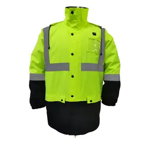 Traffic Winter Hi Vis road Safety Jacket High Visibility Workwear Reflective Safety Jackets With Pockets For Unisex