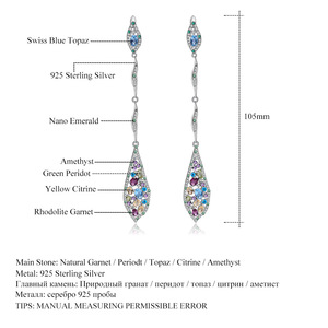 Boucles d'oreilles pendantes de luxe scintillantes, style Rococo vintage, en alliage d'argent tibétain, pavé de topaze, artisanat italien, faites à la main, vente en gros - Product Image 4