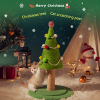 Arbre à chat de Noël, tour à gratter en sisal avec base confortable et ornements suspendus, griffoir festif pour chat