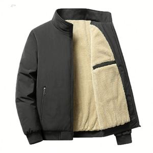 Veste d'hiver pour homme en laine et coton, couleur unie, fermeture éclair, logo personnalisé, haute qualité, épaisse, poches vierges, très chaude - Product Image 1