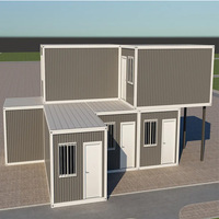 Casa Modular de Contenedores en Forma de L de 2 Pisos, Estructura de Acero Prefabricada, Edificio de Contenedores para Oficina o Dormitorio