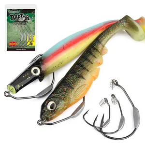 Spinpoler lestée <span class=keywords><strong>Raptor</strong></span> crochet Swimbait crochet décalé Twistlock goupille de centrage ver souple leurre sans mauvaises herbes gabarit gréement matériel de pêche - Product Image 6