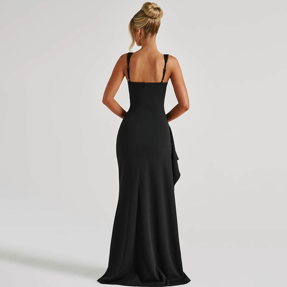 Shop Our 2025 Long Black Wrap Ruffle Wedding Guest Dress Shop Our 2025 Long Black Wrap Ruffle Wedding Guest Dress
