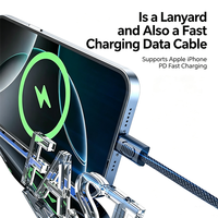 Câble USB C vers C court 60W, chargeur portable avec porte-clés
