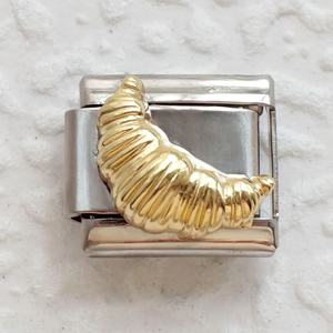 Bracciale <span class=keywords><strong>Charm</strong></span> Italiano Fai-da-te di Tendenza - Orsetto, Ciondolo a Corno, Ciambella in Acciaio Inossidabile 304 Dorato 9mm, Gioielli alla Moda - Product Image 2