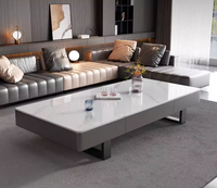 Table basse durable de luxe moderne avec cadre en acier inoxydable et plateau en dalles pour meubles de salon à domicile