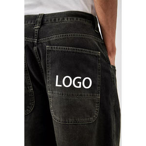 Shorts en jean baggy personnalisés pour hommes, style streetwear américain, vintage, pour le skate, délavés à l'acide, coupe droite - Product Image 5