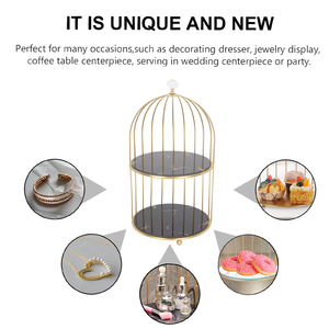 Minimalistischer Halber Vogelkäfig Goldener Kosmetik-Aufbewahrungsständer Kuchen-Dessert-Präsentationsständer Make-up-Organizer Metall-Badezimmerregal - Product Image 4