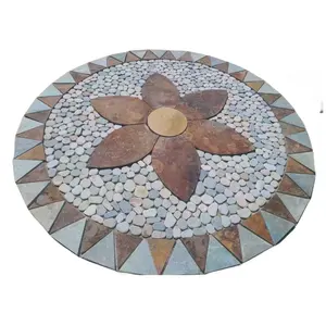 cheap natural slate stone mosaic floor medallion from china