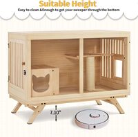 Vente en gros YSCat Maison pour chat en bois classique écologique avec fermeture à bouton, motif uni, forme carrée, toutes saisons H-206