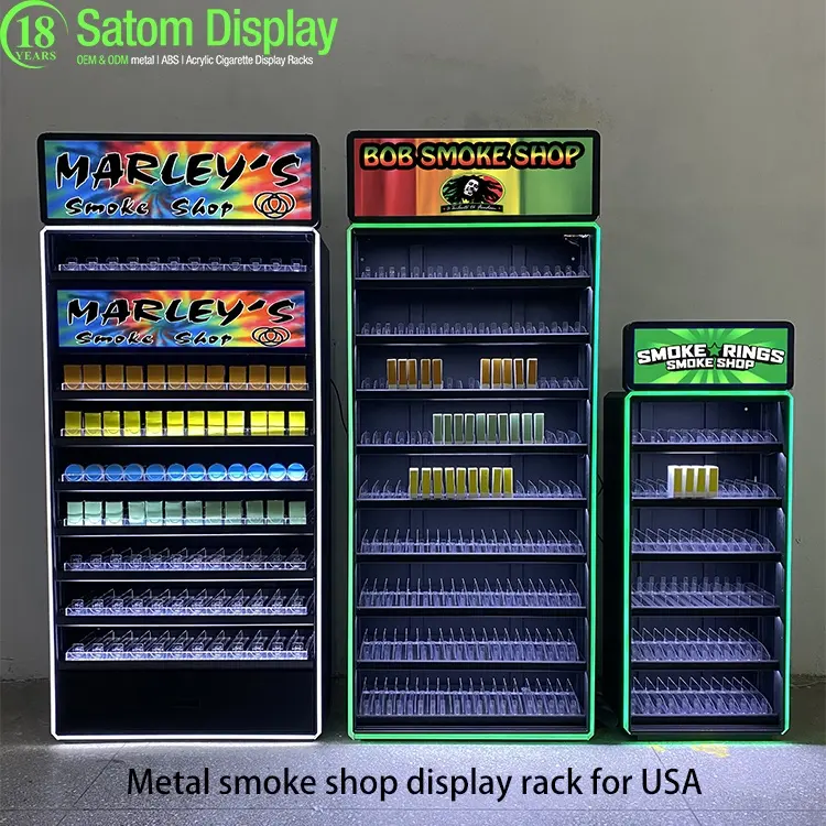 미국 미국 주유소 상점 무연 금속 담배 선반 담배 라이터 디스플레이 스탠드 연기 상점 쇼케이스